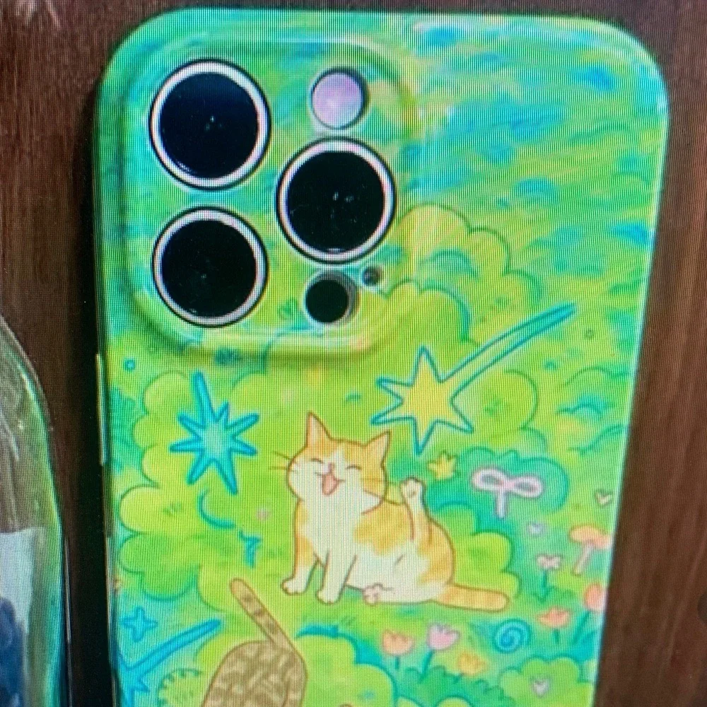 SHEIN Green Cat Design Phone Case